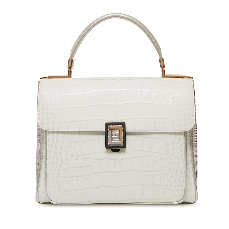 LUANA ITALY | Georgia Satchel White Croc – Classy Bag Lady 