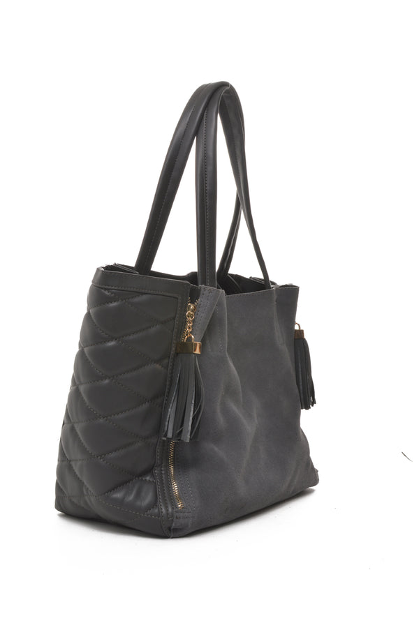 INZI | Expandable Quilted Tote Charcoal