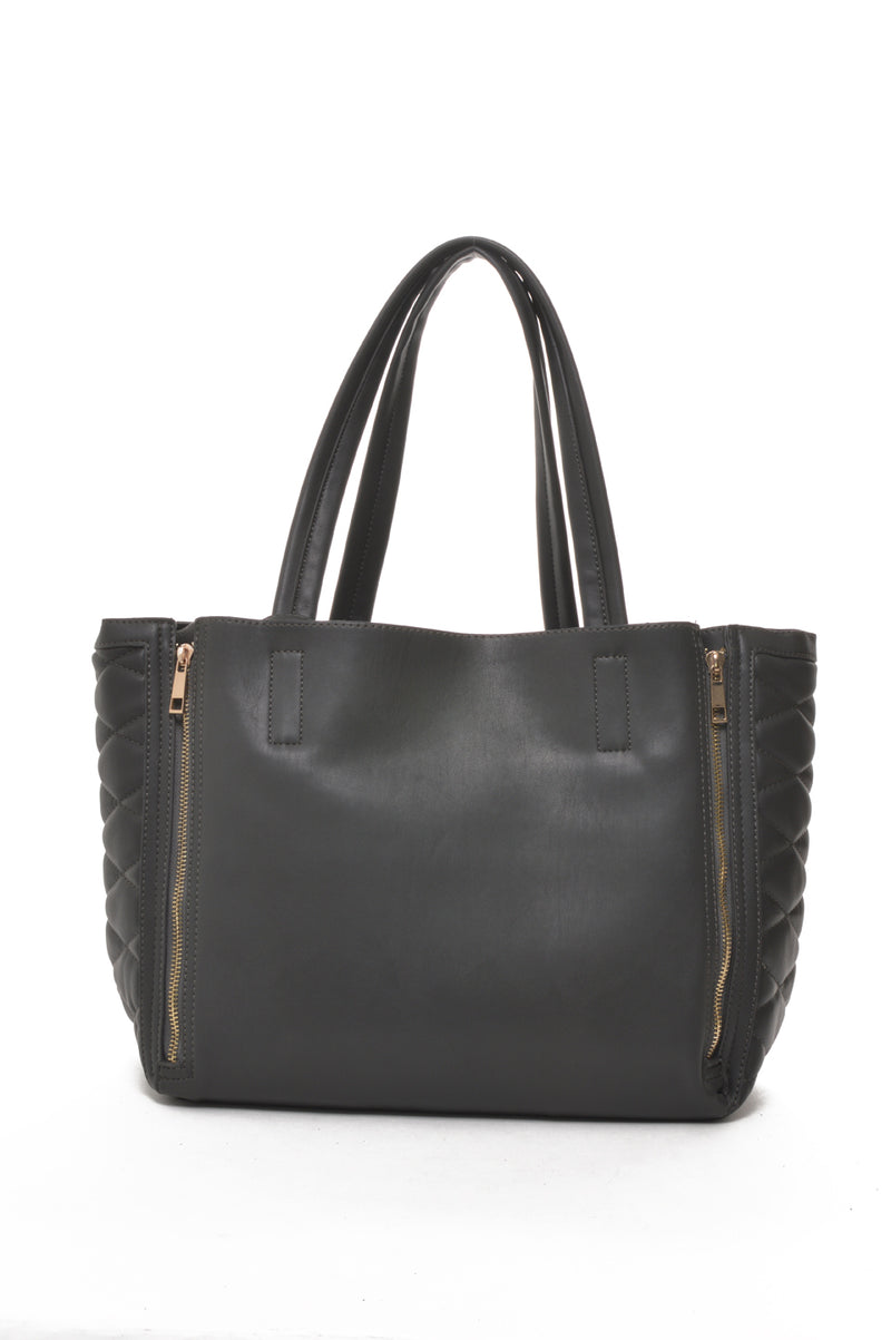 INZI | Expandable Quilted Tote Charcoal